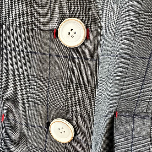 Tibi Oversized Jasper Checked Woven Blazer Size 4 Grey Multi Colour - Picture 8 of 15